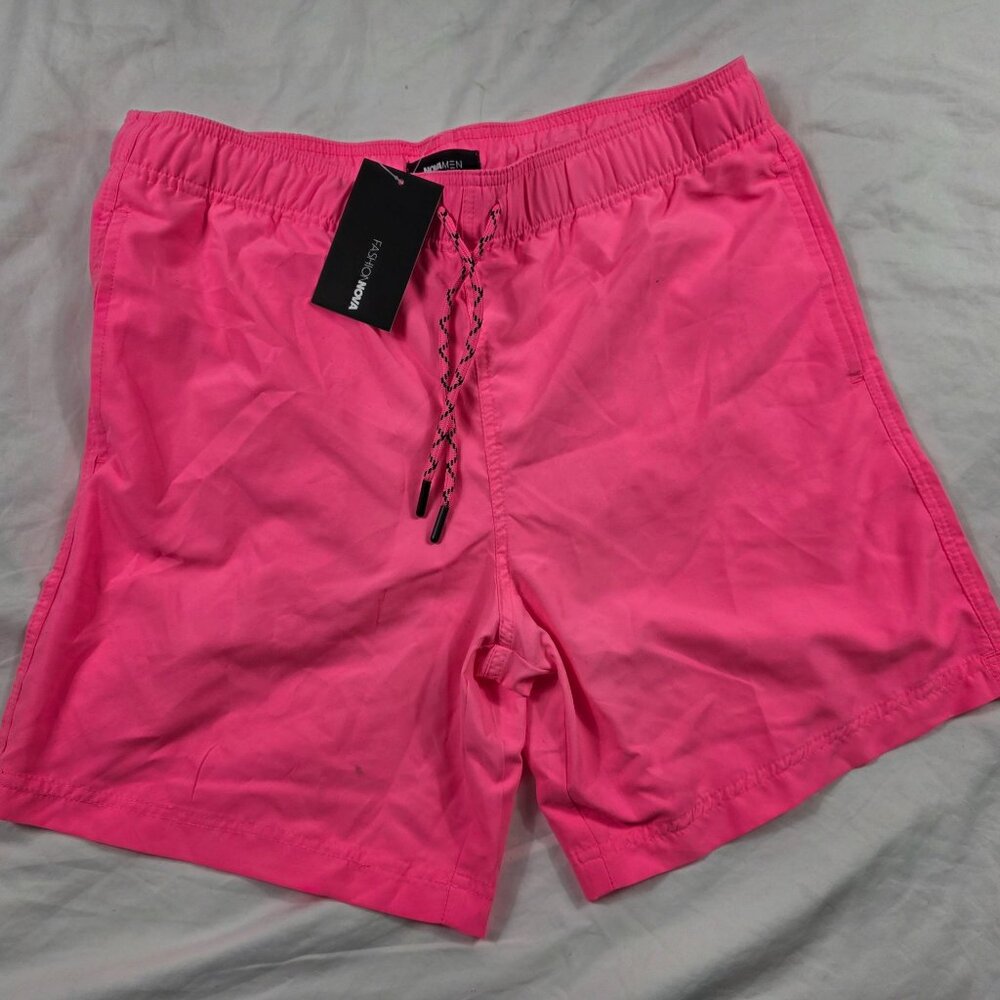 Fashion Nova Montez Swim Trunk Classic Mens Medium Neon Pink Swim Shorts